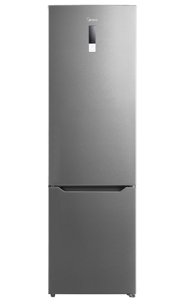 Front view of Inox Grey freestanding fridge/freezer.