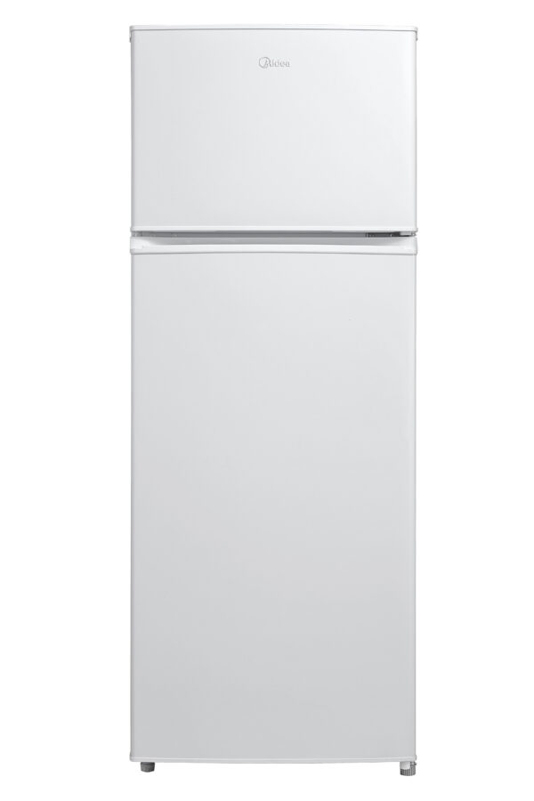 White freestanding fridge freezer, a spacious and stylish appliance for your kitchen.