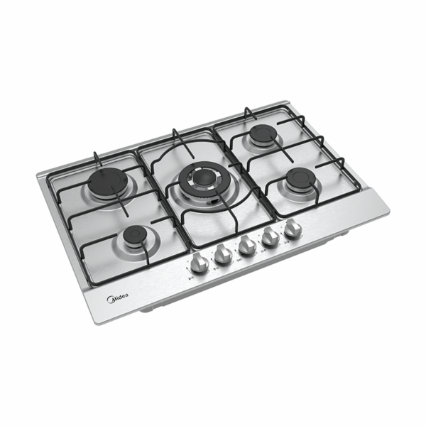 Midea stainless steel built-in gas hob with five burners.